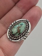 VINTAGE NATIVE AMERICAN NATURAL STONE TURQUOISE STERLING SILVER 925 RING SIZE...
