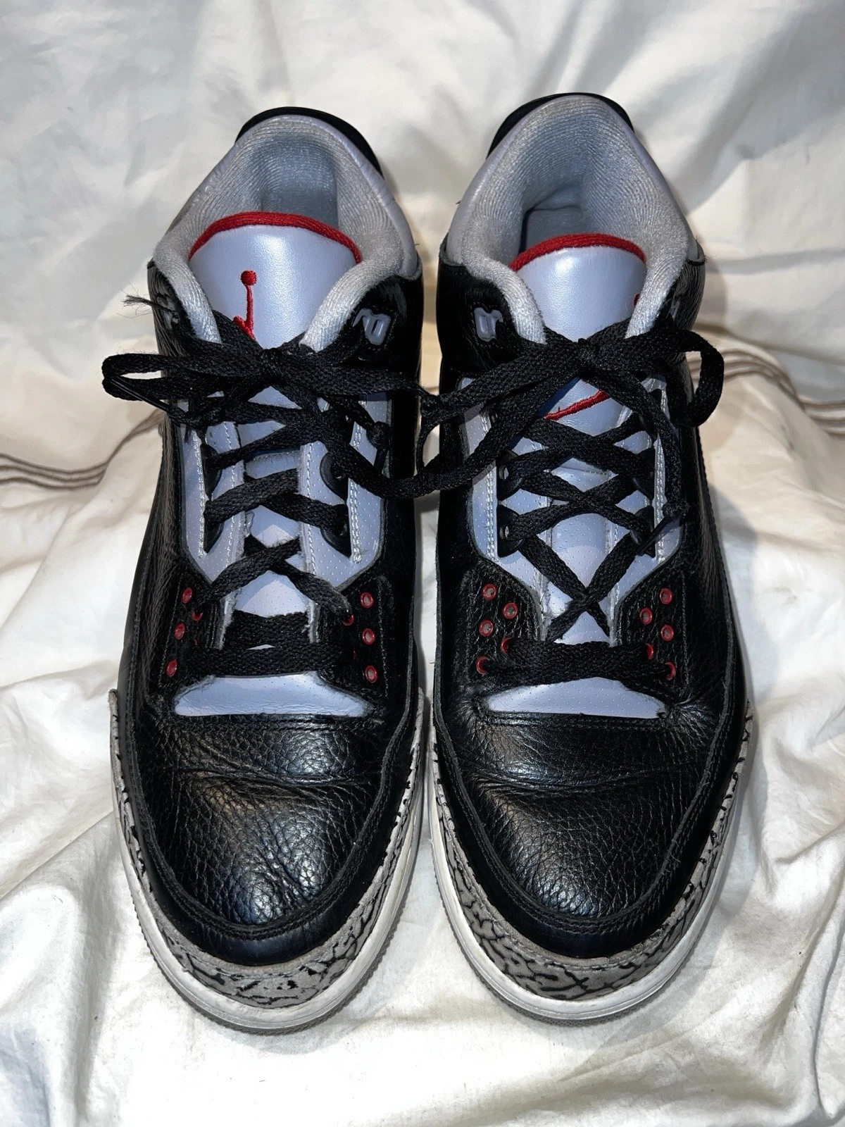 Nike Air Jordan 3 Retro Nero Cemento Varsity Rosso 136064 010 Uomo Taglia 13