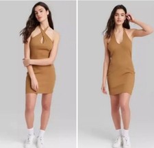 Wild Fable Convertable Straps Ribbed Bodycon Cognac Dress XL New with tags