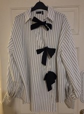 BN ASOS Design Striped Bow Shirt Size 16 - Excellent Condition - Work - Casual