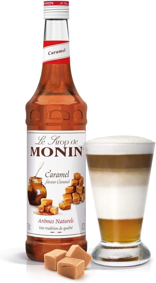 MONIN Premium Caramel Syrup 1L for Coffee and Cocktails. VeganFriendly