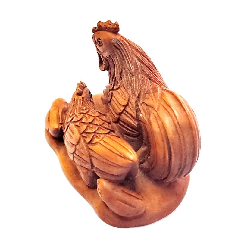 pusuke　0808 Boxwood Hand Carved Japanese Netsuke Sculpture Furious Tiger