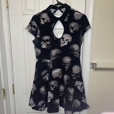 Killstar Size Large Headspin Dress Mini Skulls Skater Style Goth Short