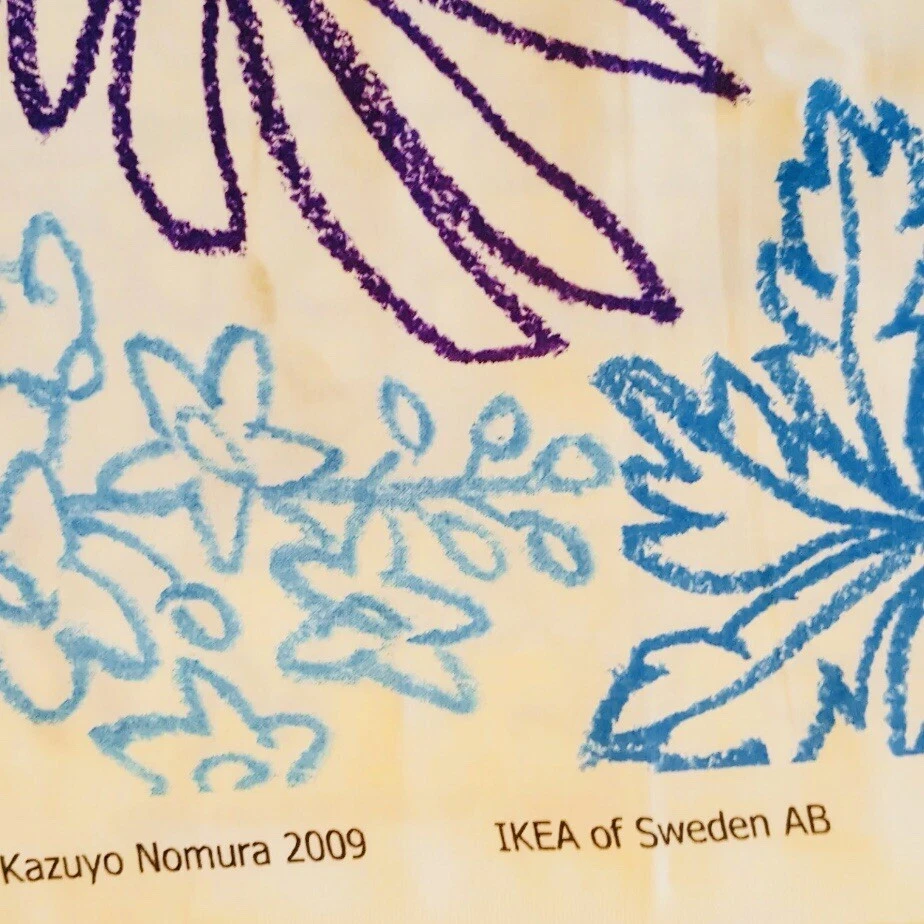 Tela floral abstracta azul púrpura Ikea 60" 2009 Kazuyo Nomura retirada 1 yarda Foto 4 de 4