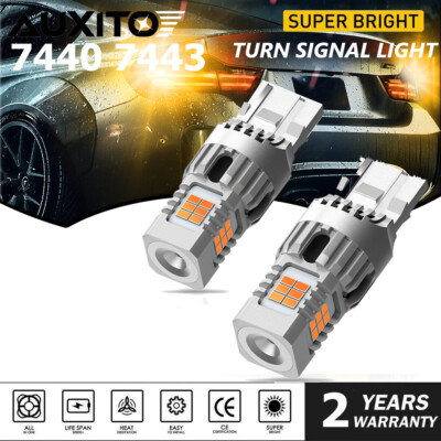 AUXITO 7440 Amber LED Turn Signal Light Bulbs Anti Hyper Flash Error Free CANBUS