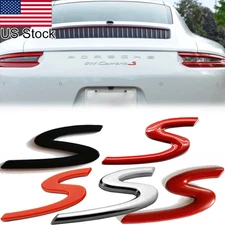 1x S Letter Rear Trunk Badge Emblem Sticker For Porsche Cayenne Panamera 911 Etc