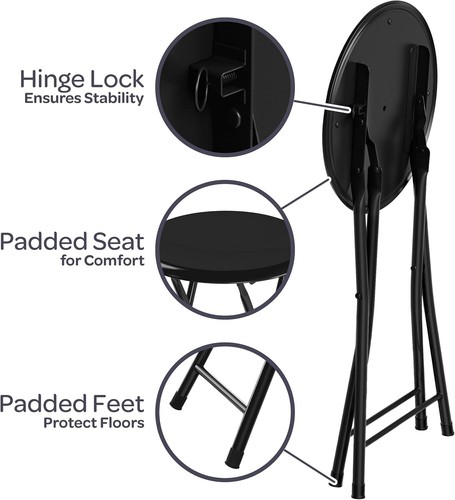 Set of 2 Heavy-Duty Folding Bar Stools - 18-Inch Padded Seats for Convenience - Picture 6 of 12