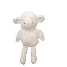2018 Carter's 67378 White Lamb Striped Legs Ears Rattle Stuffed Plush Toy 11"