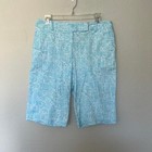 Talbots Blue Bermuda Shorts Women's Size 12 Summer Vacation Beach Floral Printed