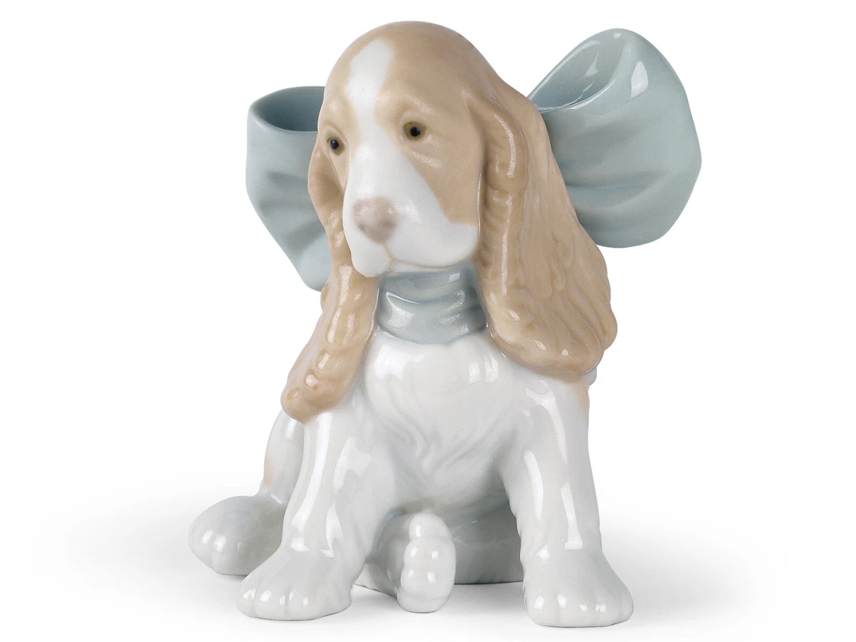 NEW NAO BY LLADRO PUPPY PRESENT FIGURINE 1349 BRAND NIB DOG RIBBON SAVE F SH