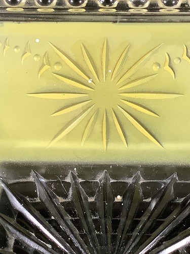 1930’s Art Deco Yellow Starburst Square Hobnail Glass Semi Flush Shade 11” - Picture 10 of 12