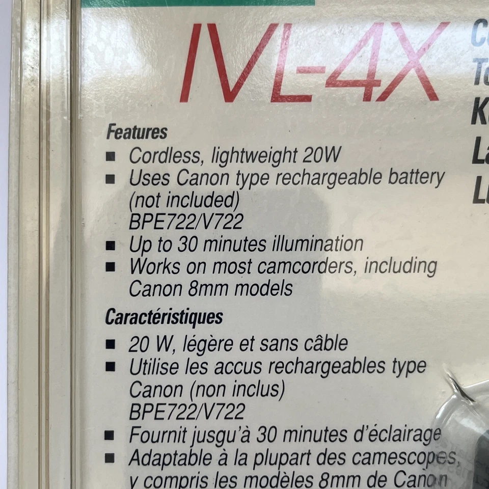 Kit de luces de video Vivitar IVL-4X de colección para videocámara de 8 mm cámara de video 20 W Canon nuevo Foto 3 de 4
