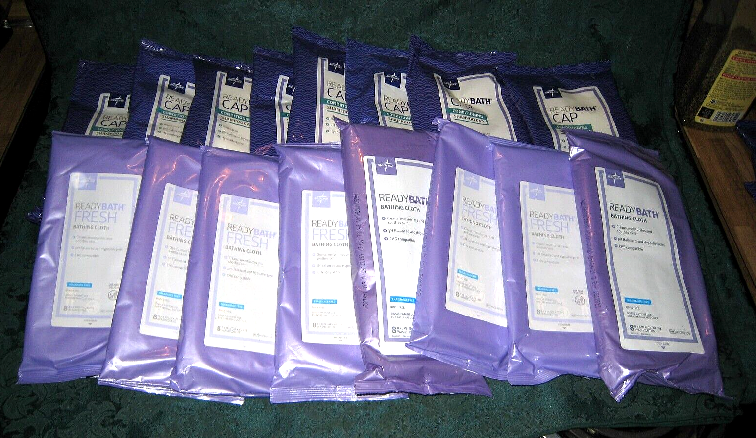 Medline Ready Bath Bathing Washcloths Rinse Free & Ready Bath Caps LOT