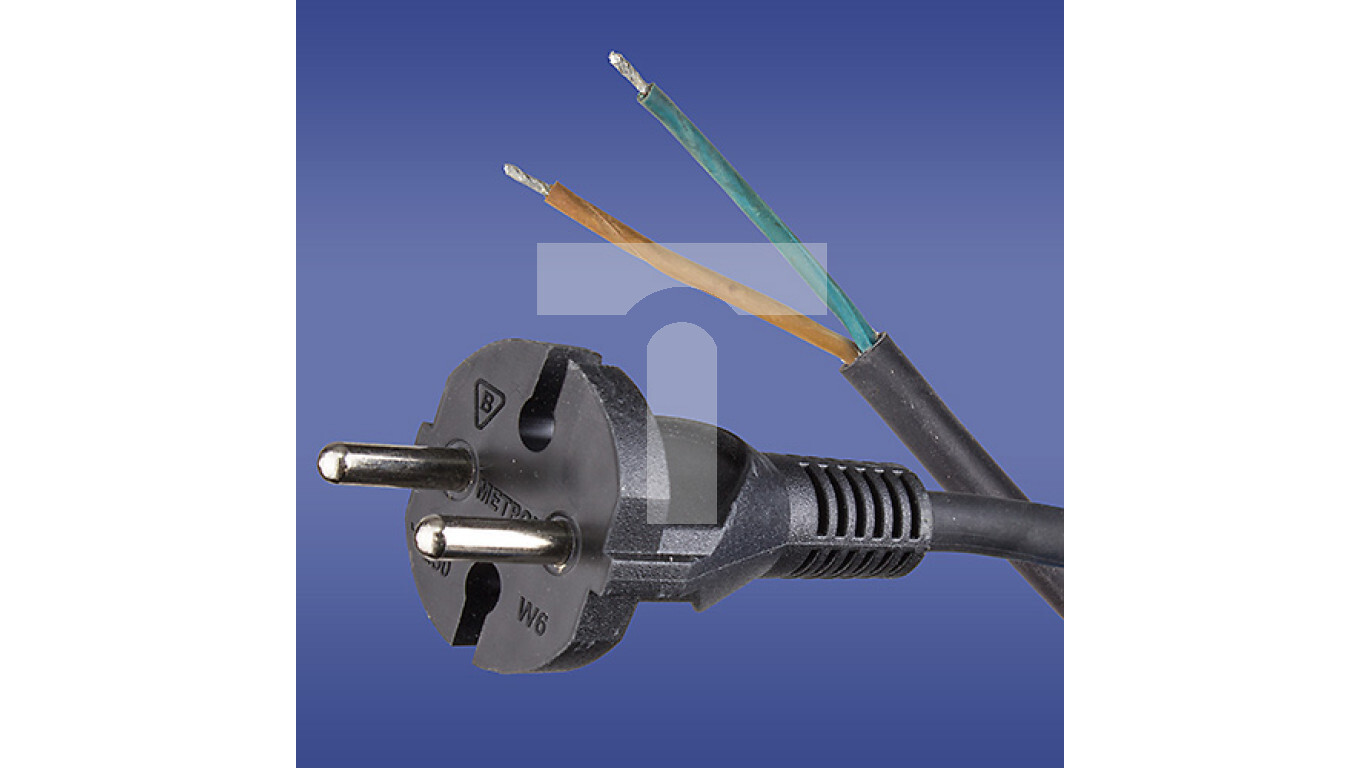 Connecting cable W-6 2x1.5 mm2 black with a straight plug 5 m 51.920 /T2UK