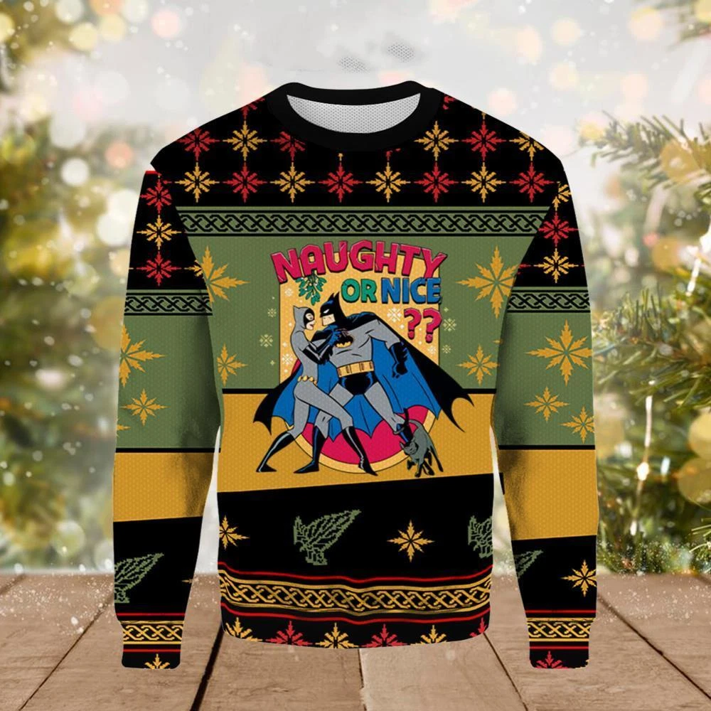 Super Hero Batman Ugly Christmas Sweater Size Gift For Her  Him