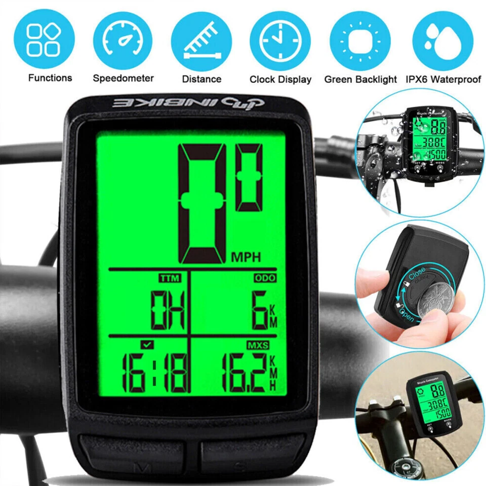 Kabellos Funk Fahrradcomputer Fahrrad Tachometer Radfahren LCD Kilometerzähler - Bild 2 von 4