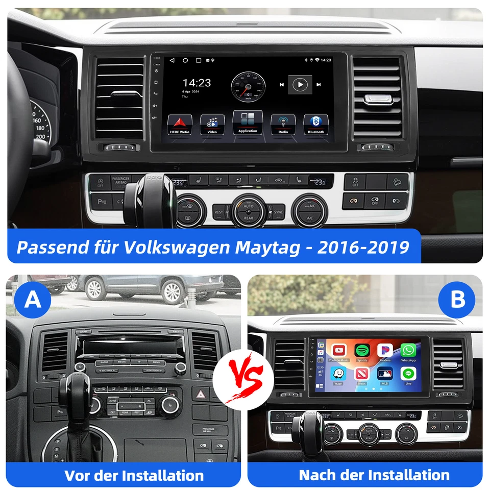 4+64GB Android 14 CarPlay Autoradio Für VW T6 Transporter Multivan GPS Navi WIFI - Bild 4 von 4