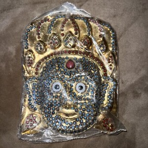 Tibetan Nepalese Mahakala Temple Brass Wall Hanging Mask