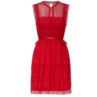 Three Floor Red Lace Bodice Tiered Fearless Sleeveless Dress Holiday - Size  2 | eBay