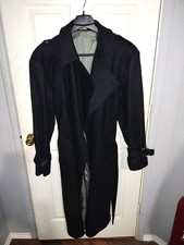 Men Long Overcoat Black Wool Blend Coat Winter Outwear Double Breasted Sz 40