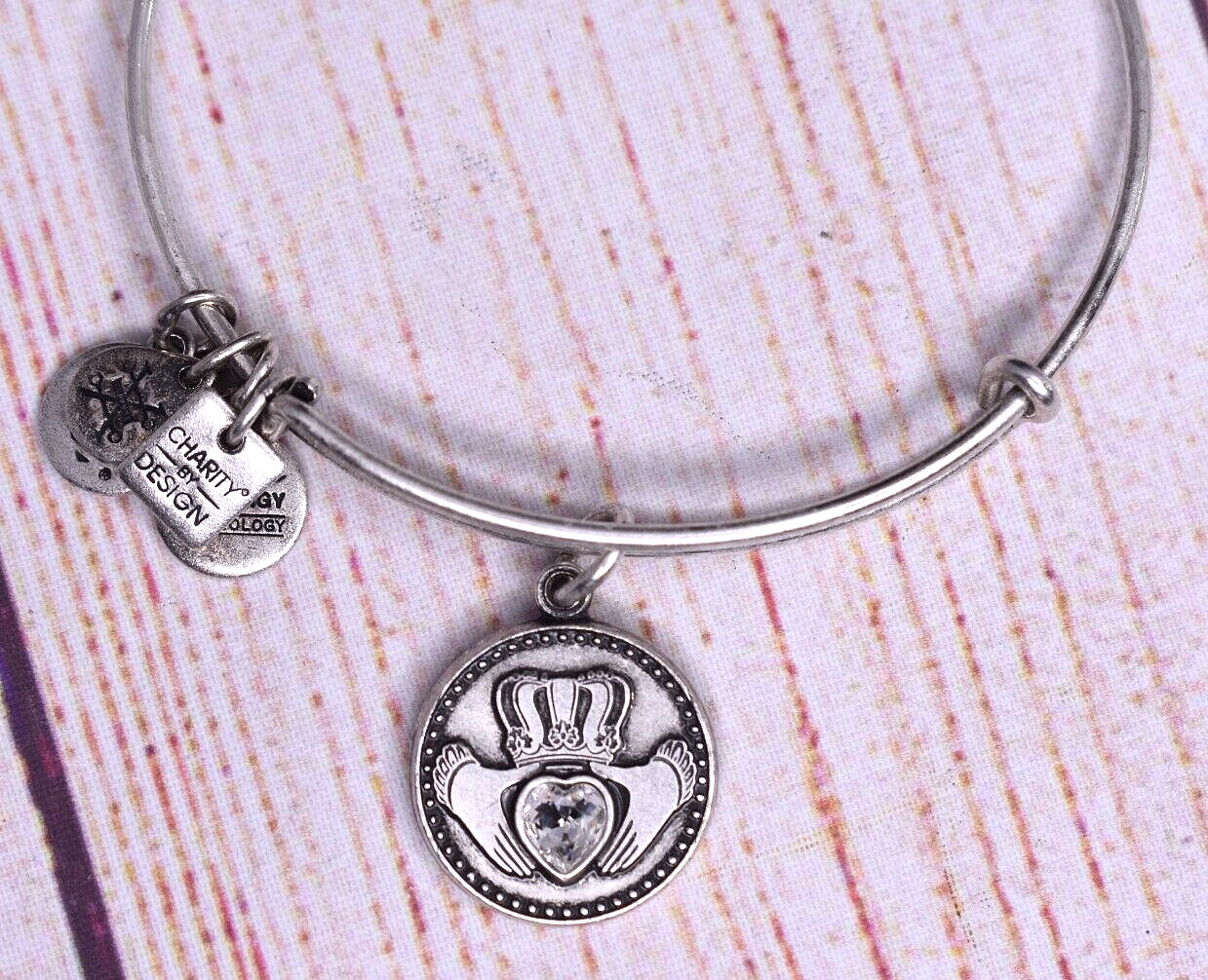 Alex and Ani Claddagh Heart III Charm Bangle Silver Bracelet