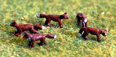 5 Foxes 3mm TT6 UNPAINTED TT Scale Langley Models Kit 1/101 Animals Metal