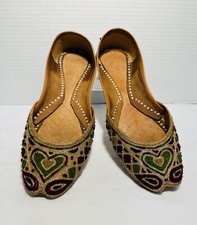 Traditional punjabi leather embroidered khussa jutti alladin genie shoes Size 6