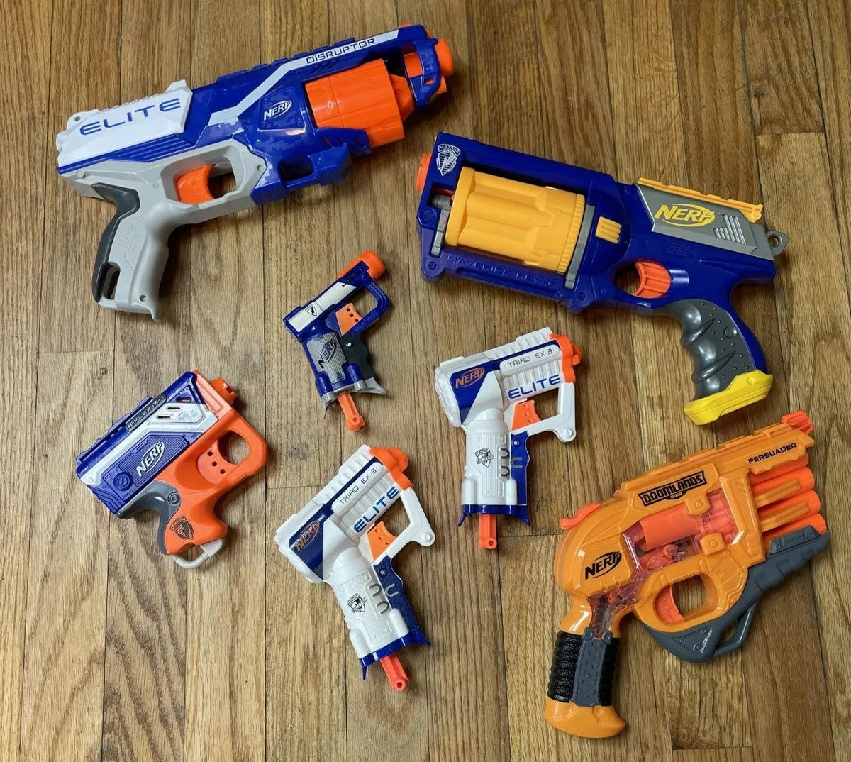 NERF Disruptor Dart 7 Small Guns Toy Lot Jolt Maverick Revolver Elite Triad  Ex3+