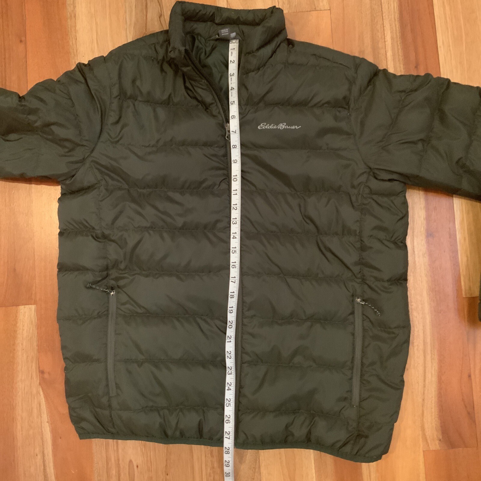 Eddie Bauer Mens Puffer Jacket EB650 Down Full Zip Packable Green Size