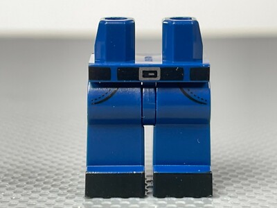 LEGO Dark Blue Minifigure Hips & Legs Black Belt & Shoes Silver Buckle Pockets