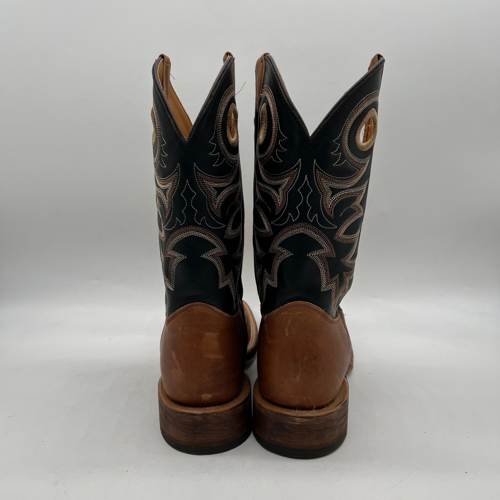 Justin Boots Caddo BR740 Mens Black Brown Square Toe Western Boots Size