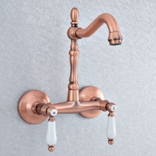 Antique Red Copper Swivel Spout Kitchen Sink Faucet Bathroom Basin Taps 2sf897