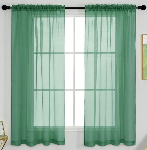 Sheer Window Rod Pocket Curtain Set 90" Inches Long (2 Panels) - Picture 14 of 19