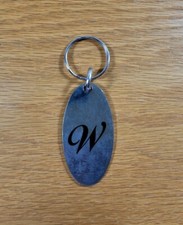 "W" Logo Name Initials W Metal Oval Solid Brass Collectible Key Ring Key Chain