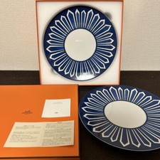 HERMES Bleus d'Ailleurs Assiette Plat Bleu Vaisselle Lot de 2 Auth Neuf Boîte...
