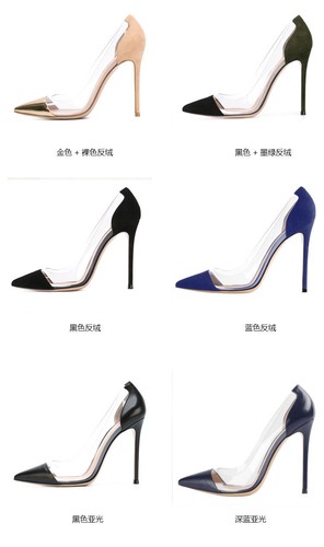 Womens Sexy Pointed Toe Splicing Transparent 10cm High Heels Pumps Dress Shoes - Picture 23 of 40