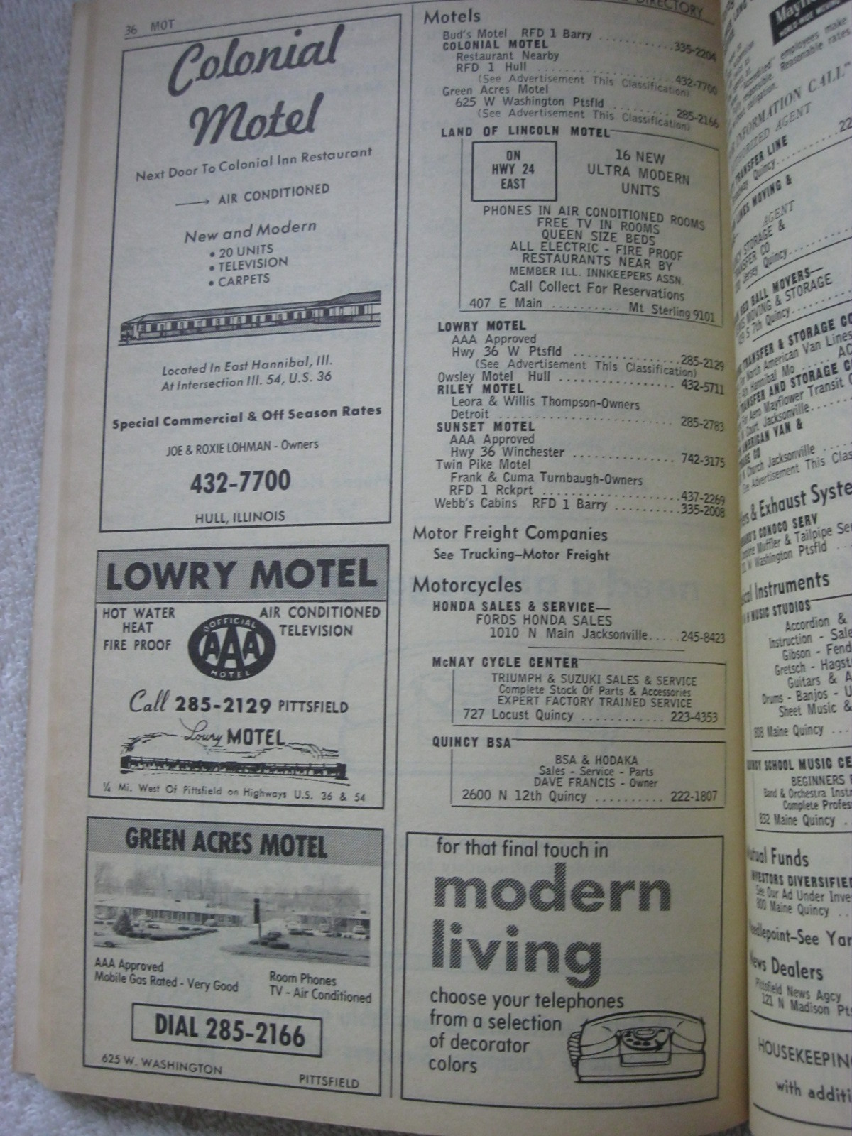 JULY 1966 GENERAL TELEPHONE COMPANY OF ILLINOIS 217 AREA CODE PHONEBOOK