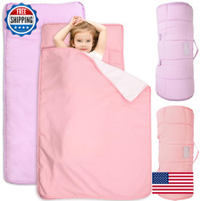 2 Pack Toddler Nap Mat w/ Fleece Blanket, XL Kids Sleeping Bag Preschool Daycare