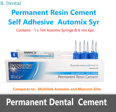 #ad Mark3 Permanent Resin Cement Self Adhesive 7 ml Automix Syringe w 6 Tips USA $64.95
