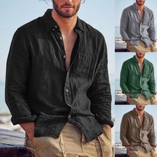 Men Shirt Casual Linen Cotton Men Summer Outwear Quick-dry Adult Men's Shirt