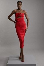 Karen Millen Bodycon Midi Dress M in Red RRP £139
