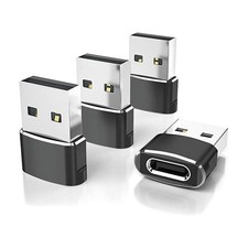 4 Pack USB A Male to Type C Female Adapter USB-C for iPhone 17 Car Charger