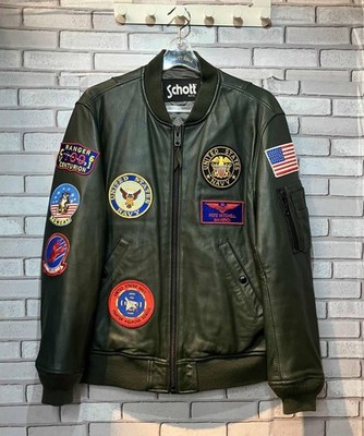 SCHOTT Lederjacke 3141025, Schafsfell MA-1 Patch Größe L Gebraucht