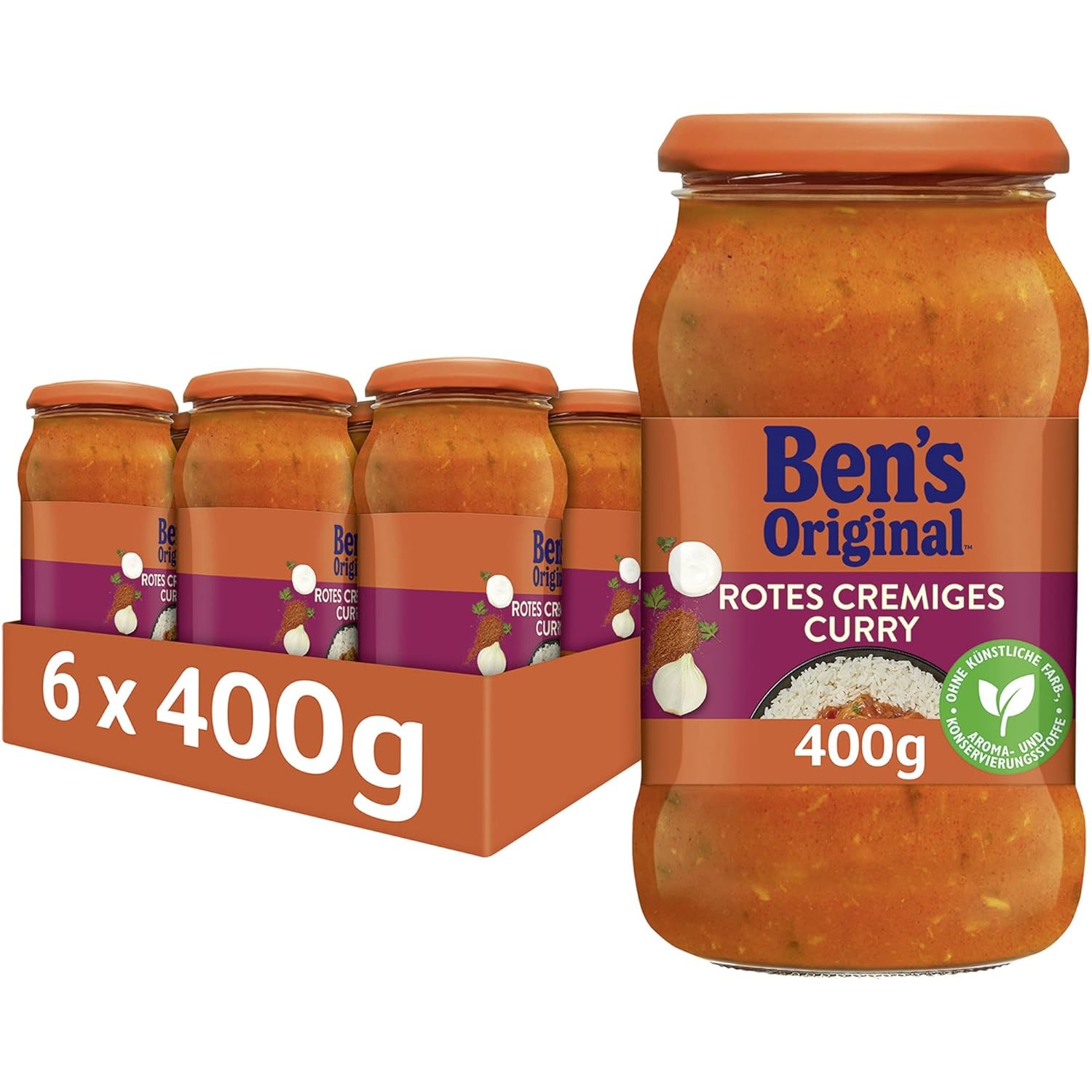 BEN’S ORIGINAL Sauce Rotes Cremiges Curry, 6 Gläser (6x 400g) Vegetarisch