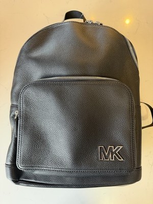 Michael Kors Black Leather Zip Backpack for Men Designer Style