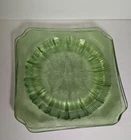 3 Vintage Jeanette Depression Uranium Glass Adam Salad Plates 7 3/4 inch