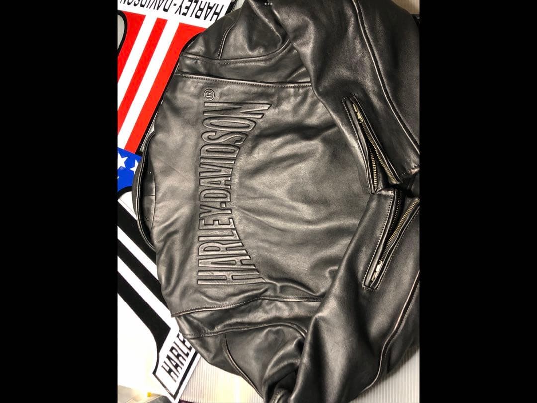[Very rare] Harley-Davidson leather double riders jacket size:L Black JP 2601TK image 7