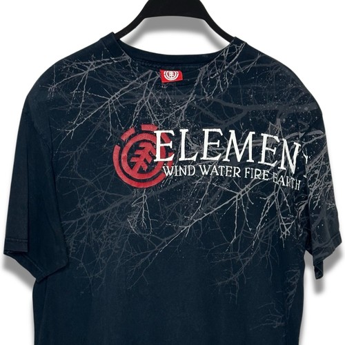 Vintage Y2K Element Skateboard Shirt Wind Water Fire Earth Size Large Black