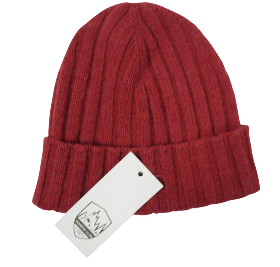 Overland Cashmere Woven Knit Beanie Hat One Size OS Red Unisex Luxury Cozy NWT 100% Cashmere Red Beanie Hats for Women for sale | eBay main image 4