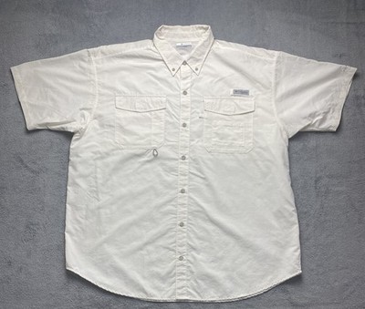 Columbia PFG Short Sleeve Button Down Shirt White Size XL Omni-Shade Vented